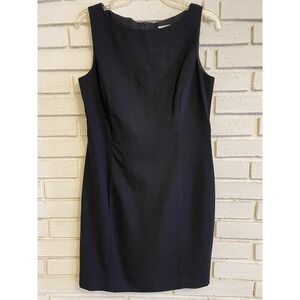Dawn Joy Little Black‎ Dress Embroidered Front Sleeveless Sheath Lined Size 9/10